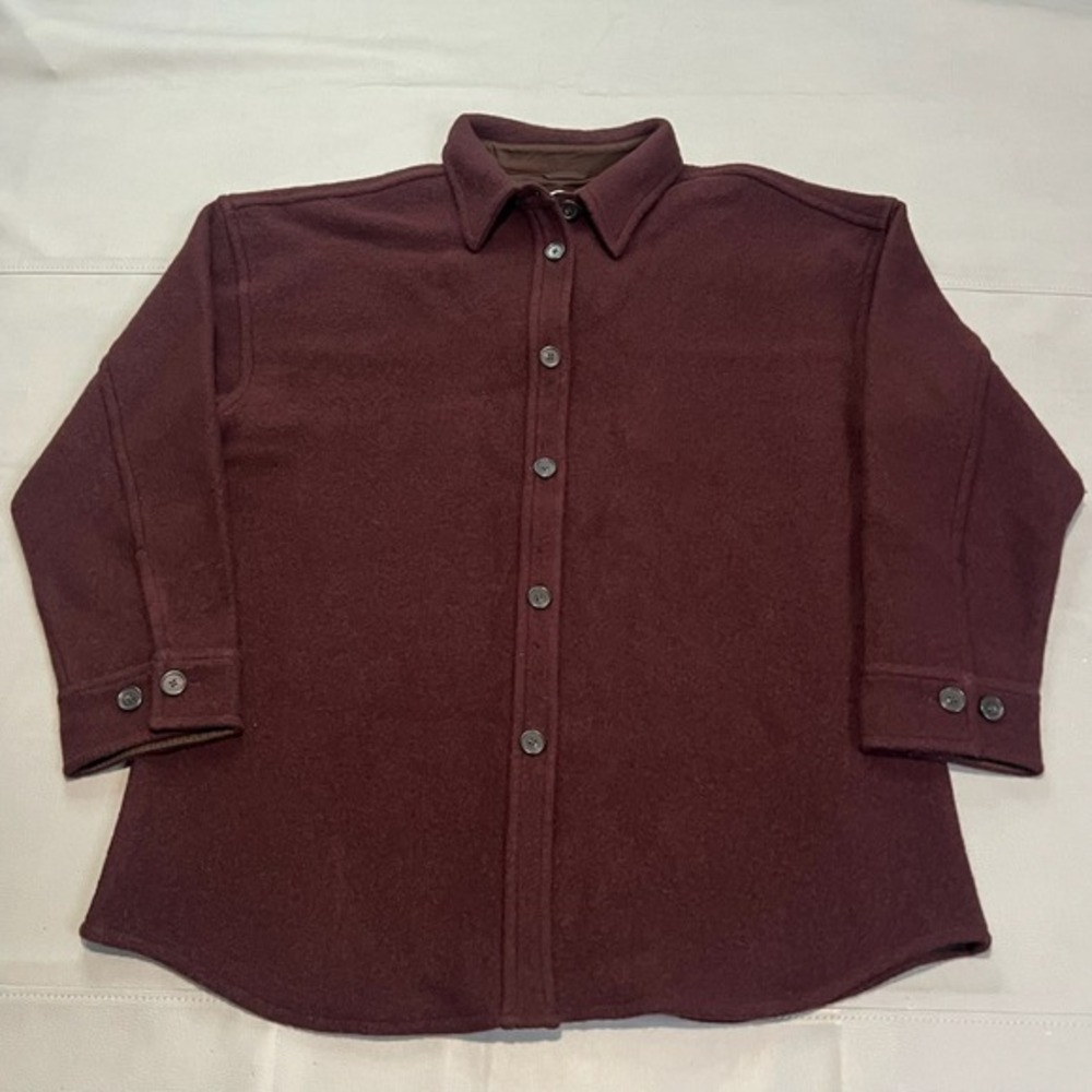 Babaton Aritzia Burgundy Pelli Merino Wool Shacket Women XL Overcoat Preppy-4233